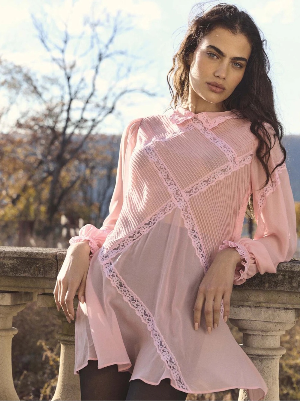 Doen Silk Louisette Mini Dress in Pink Hydrangea - Picture 3 of 10